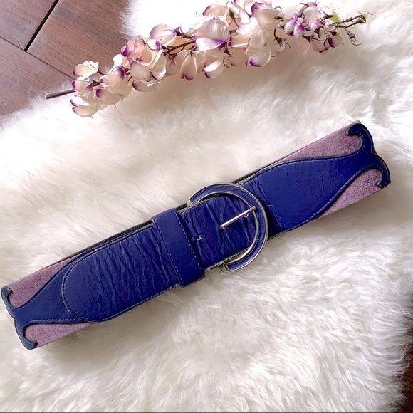 Wide Purple Suede Belt, Vintage Alfred Sung - Picture 1 of 6